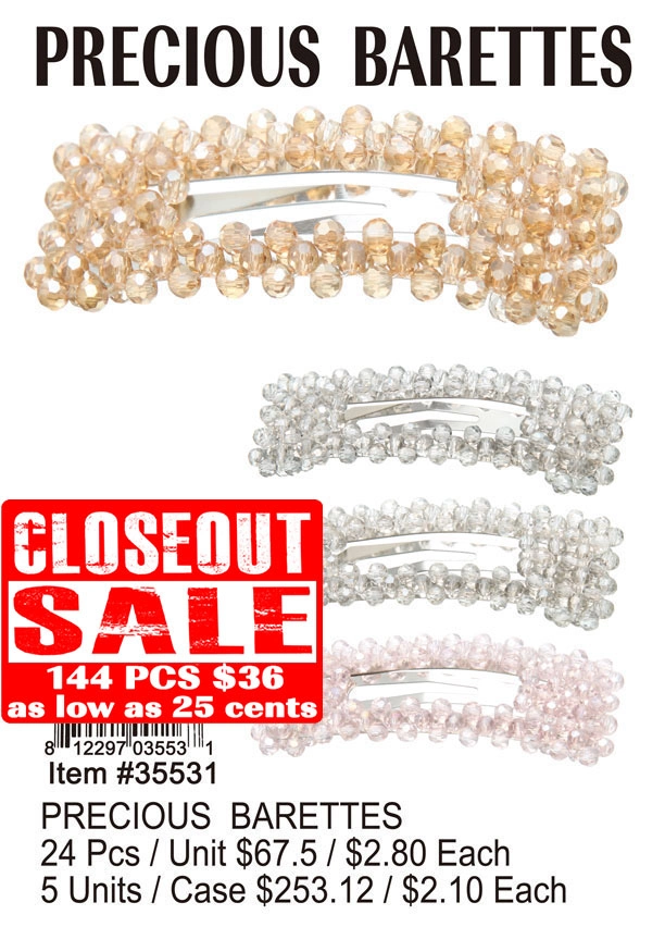 Precious Barettes - Closeout 144 Pcs.